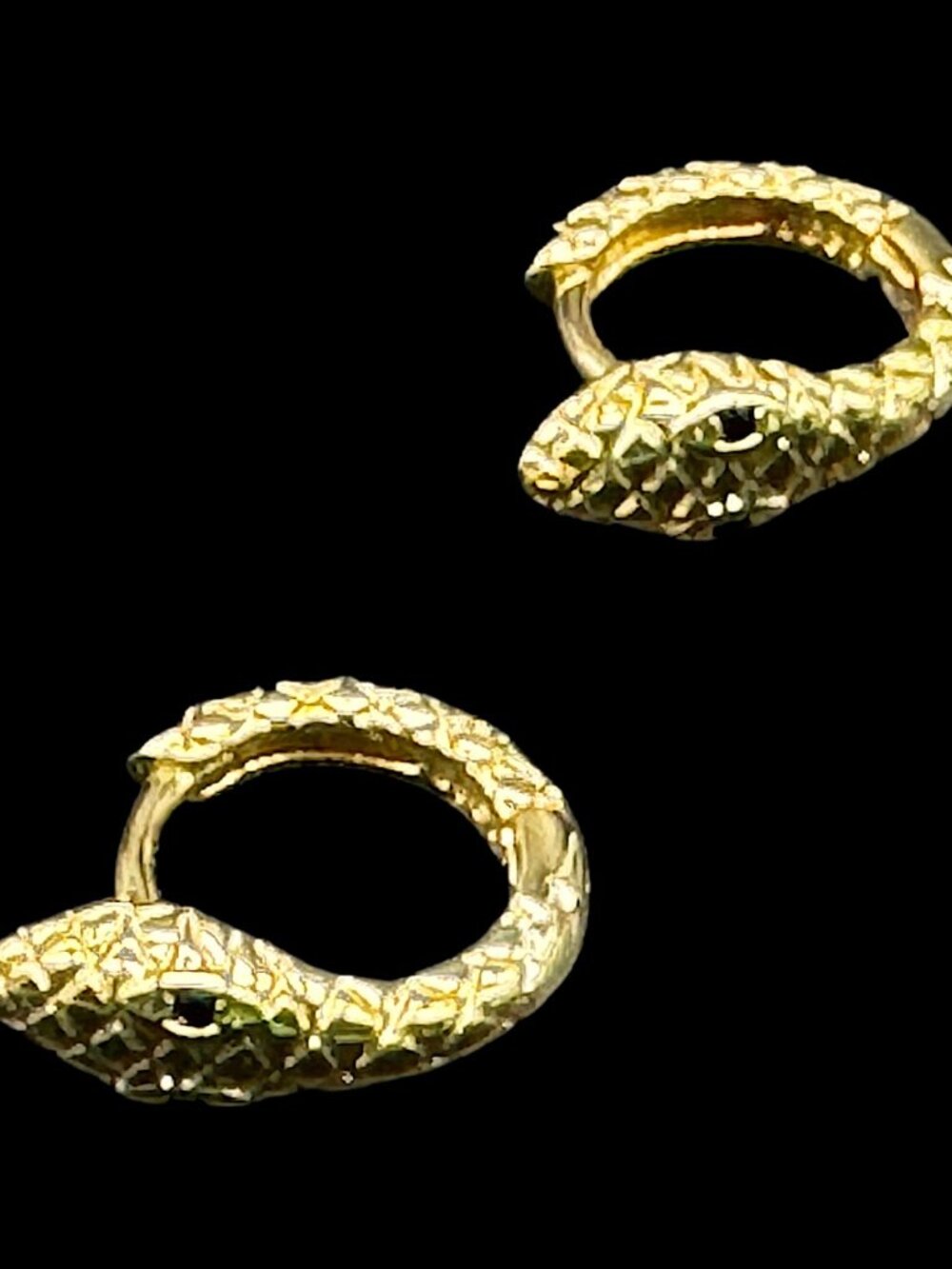 Gold Tone Snake Pierced Earrings Small Hoops